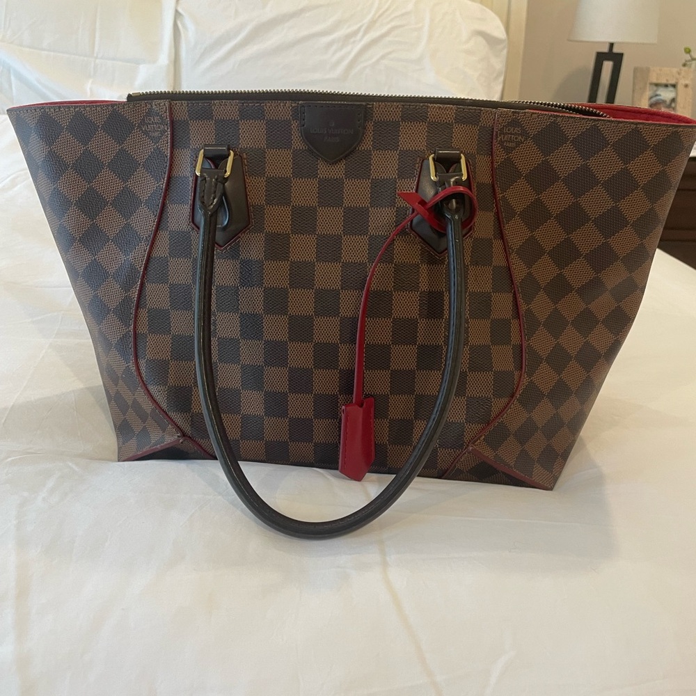 LOUIS VUITTON Damier Ebene Caissa Tote MM Cherry